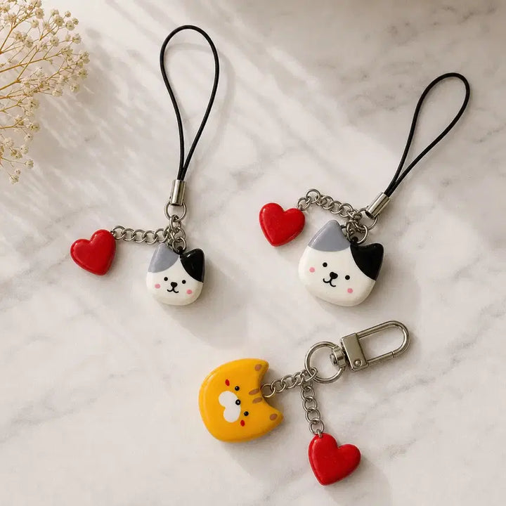 [BUNJANG] Handmade Ceramic Cat Charm Keychain / 핸드메이드 고양이 키링
