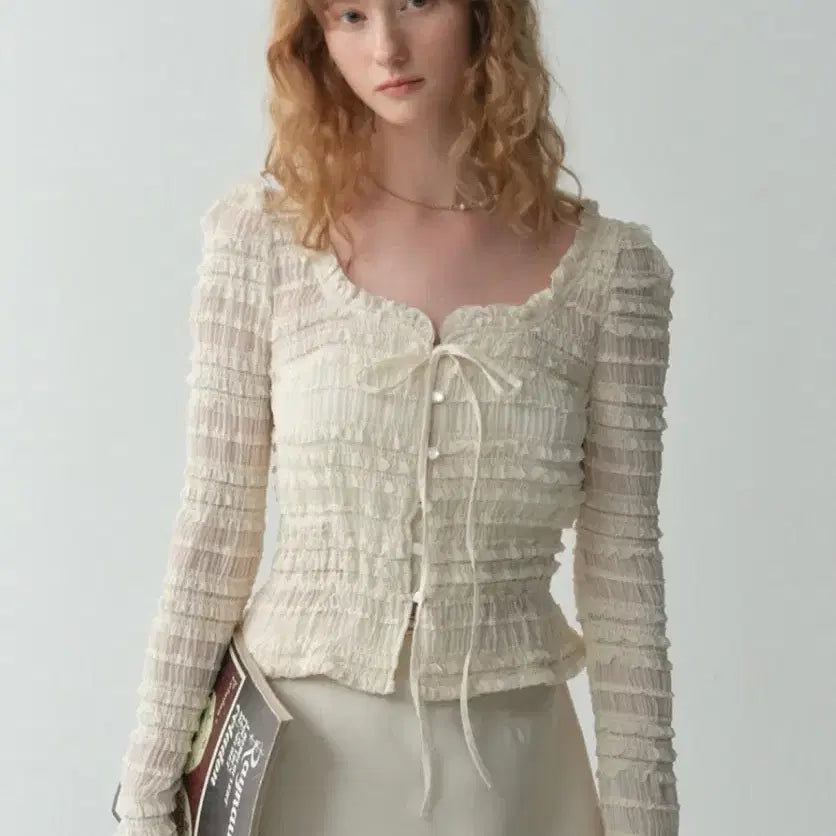 [BUNJANG] Flooum Breeze Ruffle Cardigan / 플로움 브리즈 러플 가디건