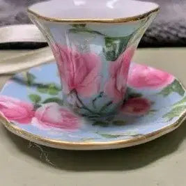 [BUNJANG] Miniature Pink Rose Pattern Teacup and Saucer Set / 찻잔 핑크 장미 패턴 미니싸이즈 수입 2cm