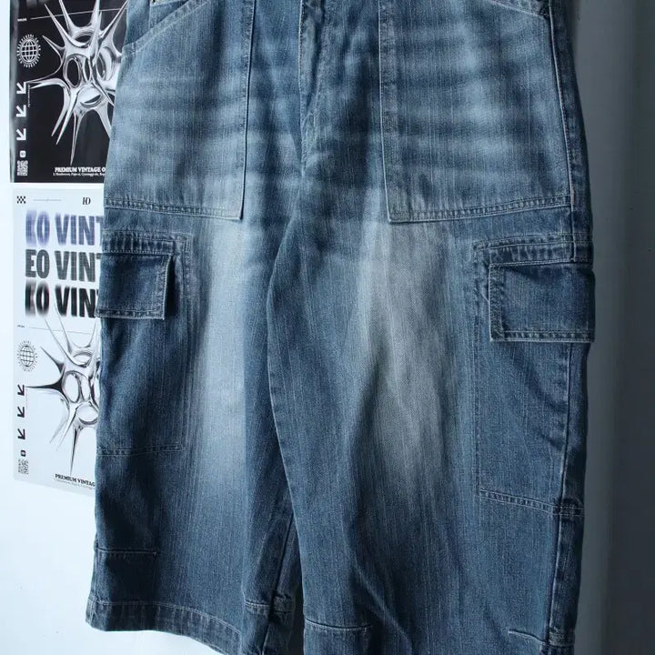 [BUNJANG] Denim Cargo Shorts (XL-2XL) / (XL-2XL) 수비 반바지 팬츠 빅사이즈 데님 청 카고-2569