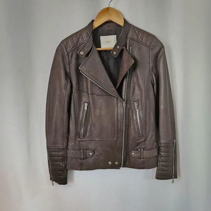[BUNJANG] Maje Lambskin Rider Jacket / maje 마쥬 암회색 양가죽 라이더 자켓