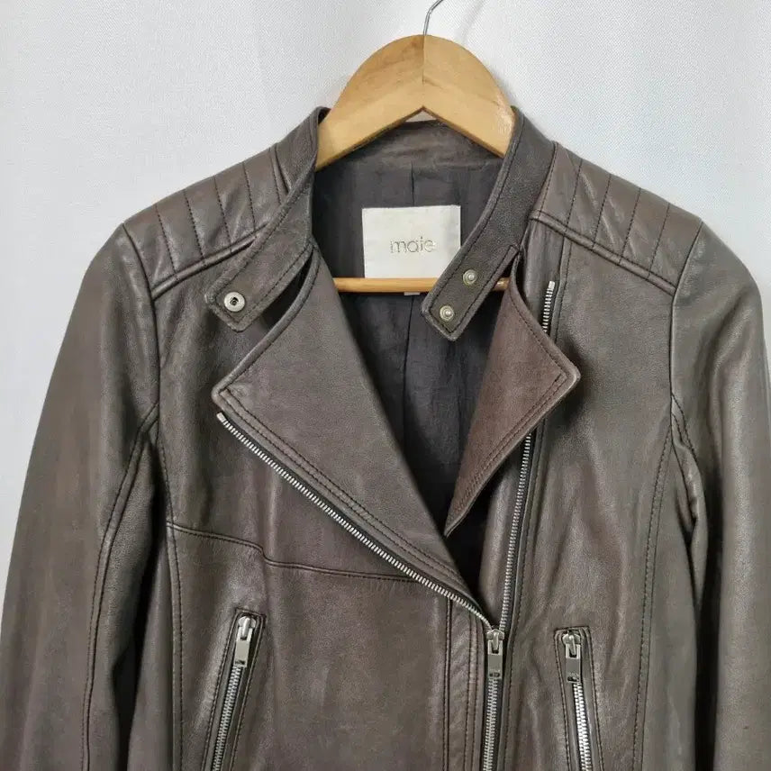 [BUNJANG] Maje Lambskin Rider Jacket / maje 마쥬 암회색 양가죽 라이더 자켓