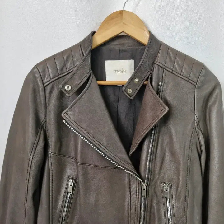 [BUNJANG] Maje Lambskin Rider Jacket / maje 마쥬 암회색 양가죽 라이더 자켓