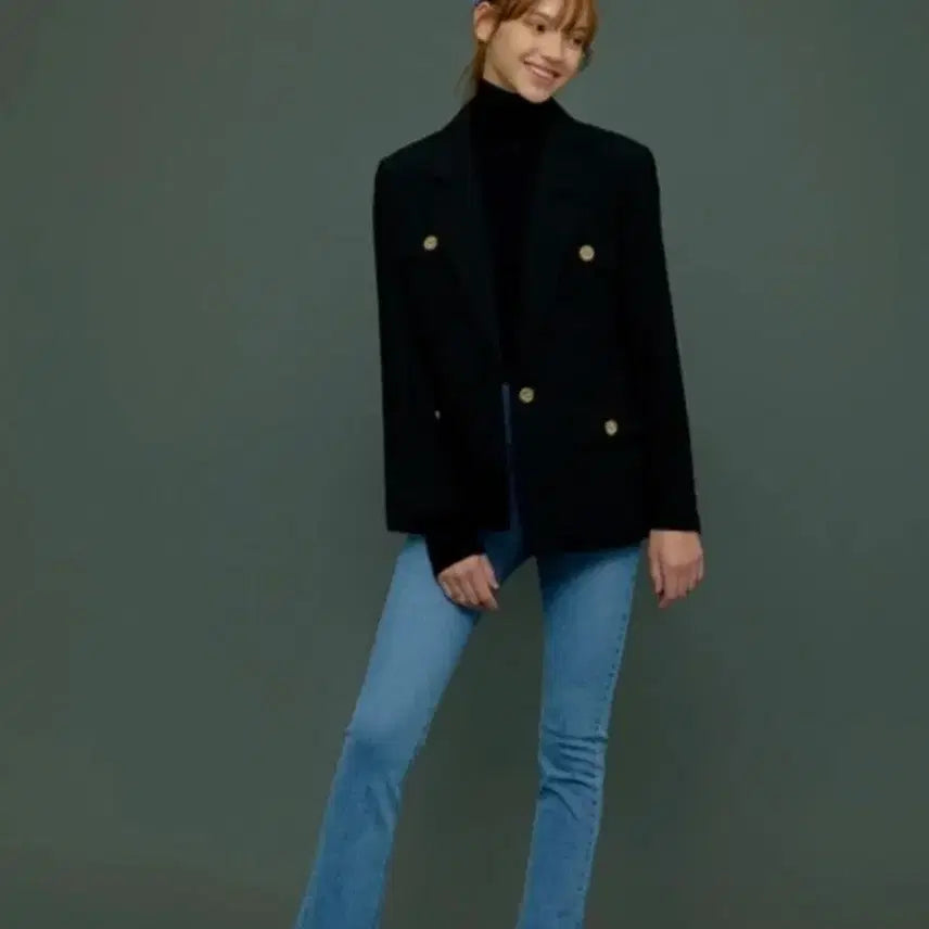 [BUNJANG] Your Name Here Black Tweed Gold Button Jacket / YOUR NAME HERE 블랙 트위드 금장 민정이 자켓