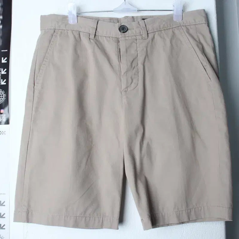 [BUNJANG] All Saints Beige Cotton Plain Shorts Pants / (S-M) 올세인츠 반바지 팬츠 베이지 면 무지-2582