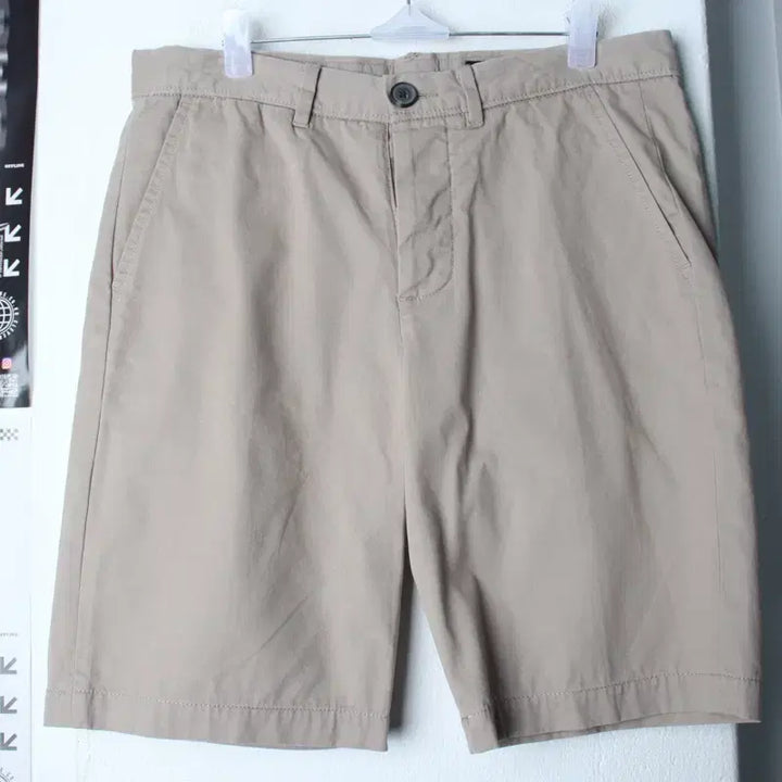 [BUNJANG] All Saints Beige Cotton Plain Shorts Pants / (S-M) 올세인츠 반바지 팬츠 베이지 면 무지-2582