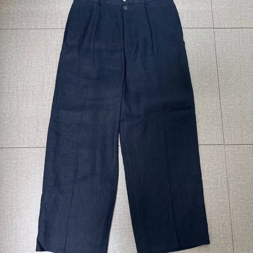 [BUNJANG] Polylater Wide Linen Pants Dark Navy Size 28 / 폴리테루 와이드 린넨 팬츠 다크 네이비 28