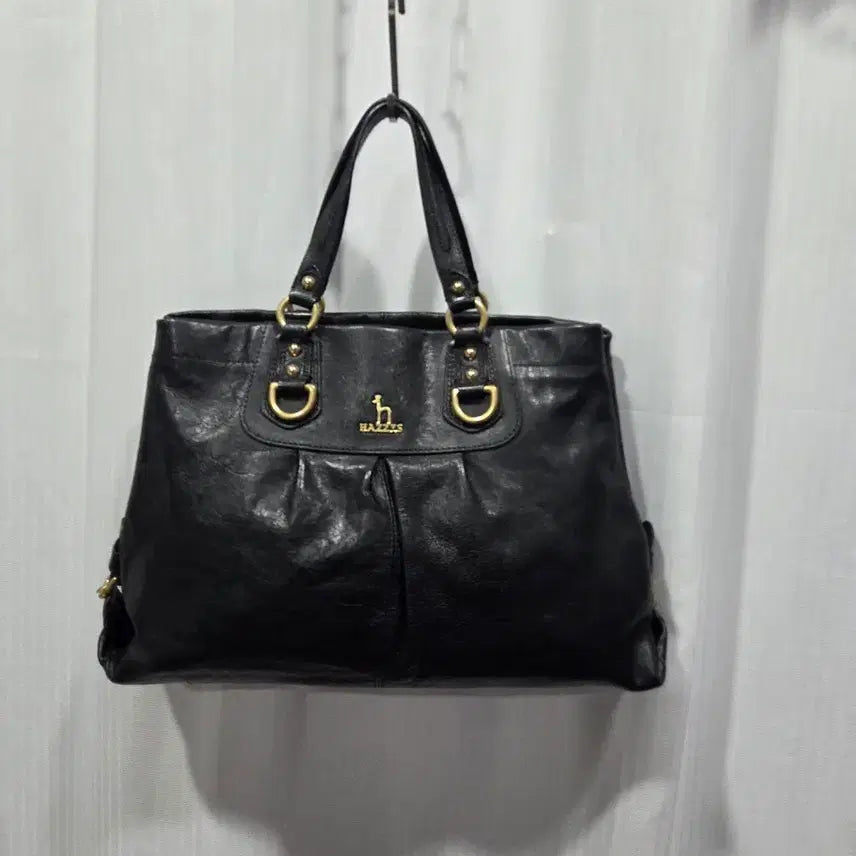 [BUNJANG] Hazzys Black Leather Tote Bag / 헤지스 블랙 가죽 토트백