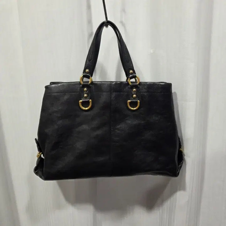 [BUNJANG] Hazzys Black Leather Tote Bag / 헤지스 블랙 가죽 토트백