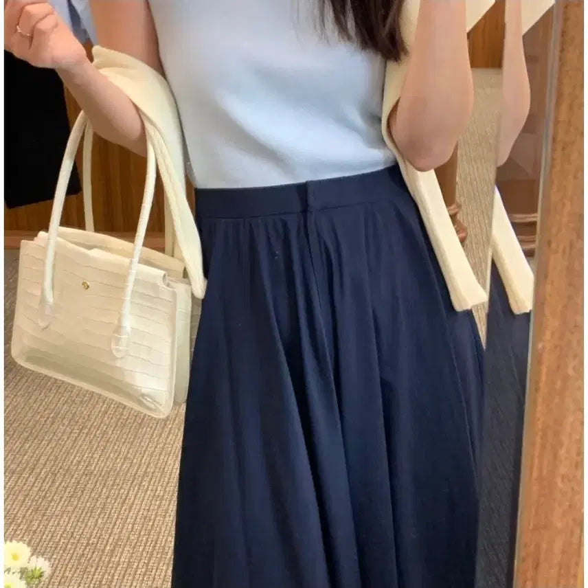 [BUNJANG] Yumer Venice Navy Pleated Skirt / 유메르 베니스 네이비 플리츠 스커트