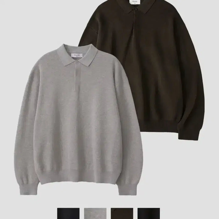 [BUNJANG] Hubs Hidden Button Collar Knit Melange Grey M / 후브스 하이드 버튼 카라 니트 멜란지그레이 M