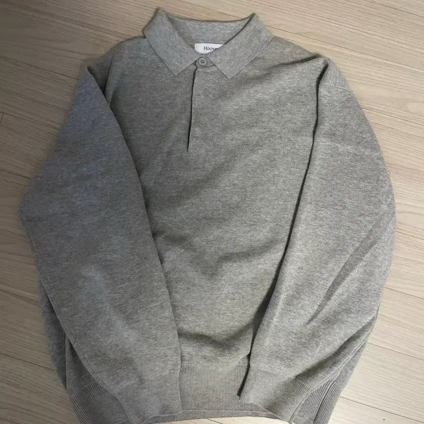 [BUNJANG] Hubs Hidden Button Collar Knit Melange Grey M / 후브스 하이드 버튼 카라 니트 멜란지그레이 M