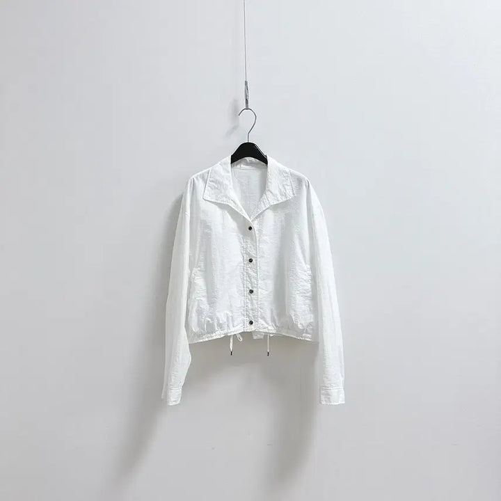 [BUNJANG] White Balloon Sleeve Open Collar Blouse / 벌룬 블라우스