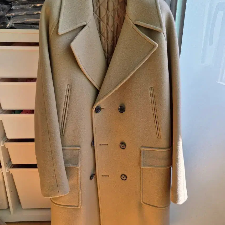 [BUNJANG] System Homme Double Breasted Coat Beige / 시스템옴므 더블 브레스트 코트 베이지