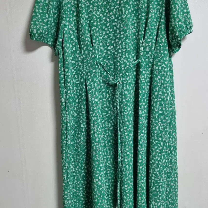 [BUNJANG] Green Flower Pattern Chiffon Dress / M (66) 그린 플라워패턴 쉬폰 원피스