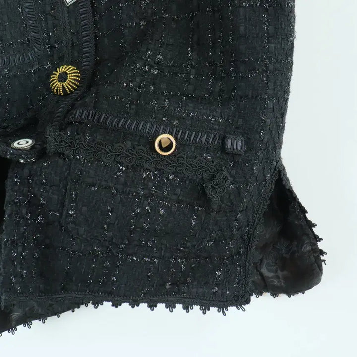 [BUNJANG] Black Tweed Color-Block Button Vest (Free Size) / 블랙 트위드 배색 버튼 조끼 베스트 프리사이즈 페미닌룩
