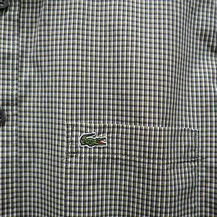 [BUNJANG] Lacoste Khaki Check Slim Fit Shirt / 라코스테 카키체크 셔츠 슬림핏 드라이완료