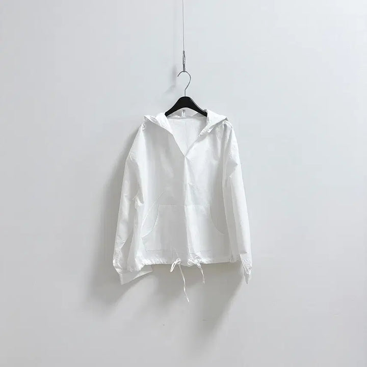 [BUNJANG] White Cotton Hooded Blouse / 스테디셀러 화이트 코튼 후드 블라우스