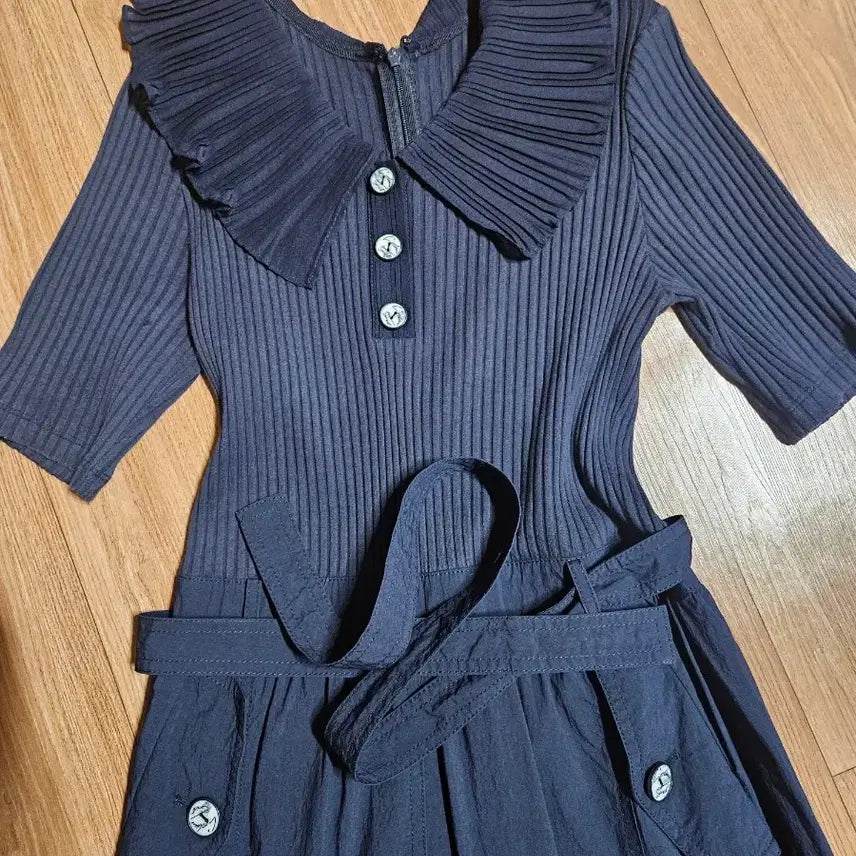 [BUNJANG] Egoist Navy Ruffle Collar Long Dress / 에고이스트 오즈세컨 럭키슈에뜨 듀엘 시스템