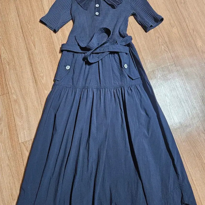 [BUNJANG] Egoist Navy Ruffle Collar Long Dress / 에고이스트 오즈세컨 럭키슈에뜨 듀엘 시스템
