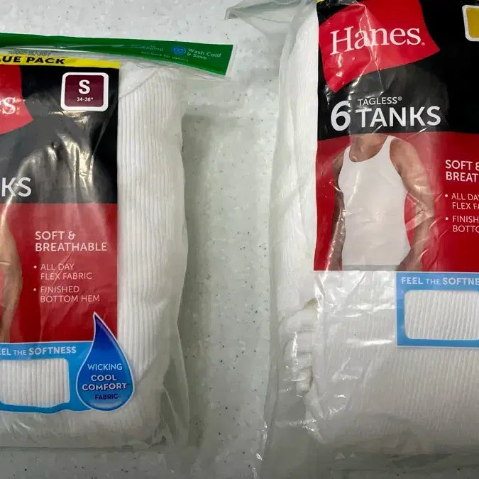 [BUNJANG] Hanes 2-Pack White Tank Top (US Sizing) / 헤인즈 나시 2장 화이트 S 미국판 국내배송 탱크탑 슬리브리스