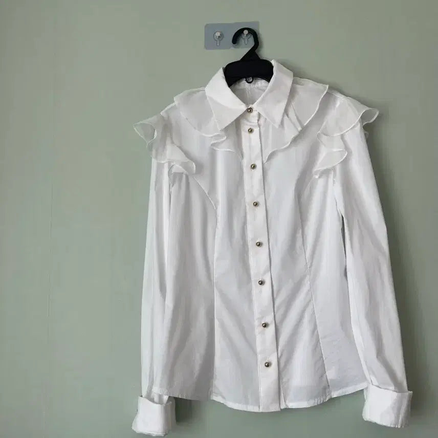 [BUNJANG] Cherish White Frill Blouse / 체리쉬 화이트 프릴 블라우스 (새상품