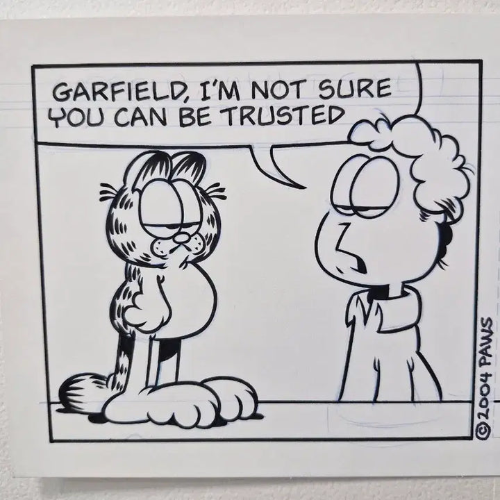 [BUNJANG] Jim Davis Signed Original Garfield Comic Strip Art / 가필드 Garfield 오리지널 만화 원본 원화 짐데이비스 싸인