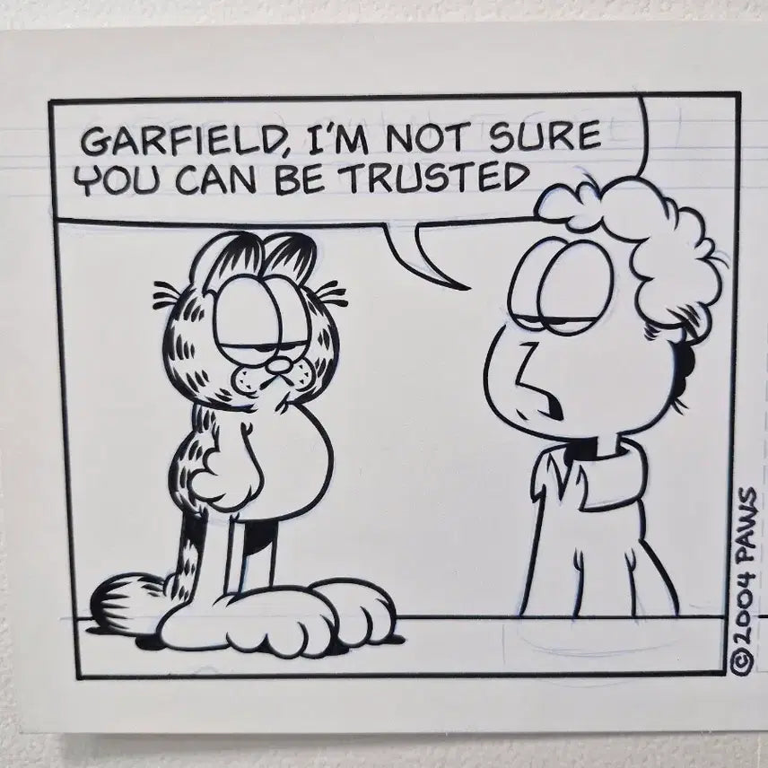 [BUNJANG] Jim Davis Signed Original Garfield Comic Strip Art / 가필드 Garfield 오리지널 만화 원본 원화 짐데이비스 싸인