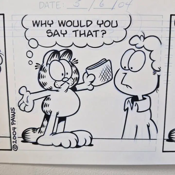 [BUNJANG] Jim Davis Signed Original Garfield Comic Strip Art / 가필드 Garfield 오리지널 만화 원본 원화 짐데이비스 싸인