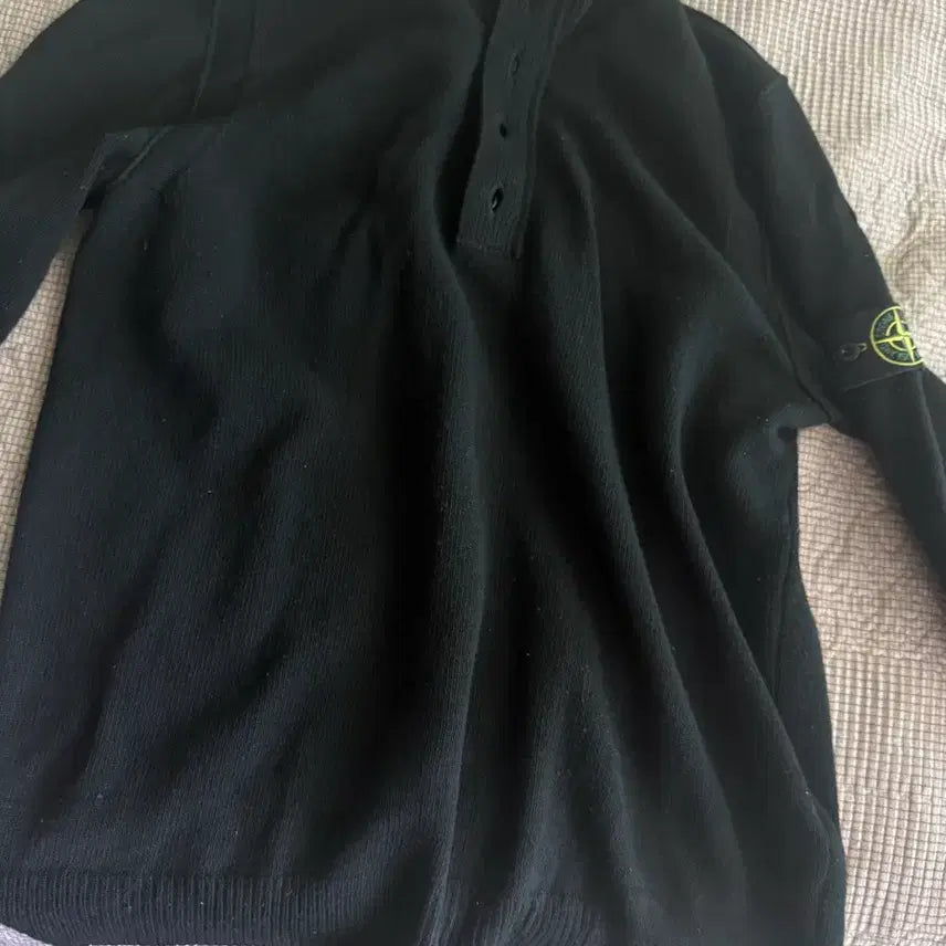 [BUNJANG] Stone Island Black Half Zip Knit 2XL / 스톤아일랜드 하프 집업 니트 블랙