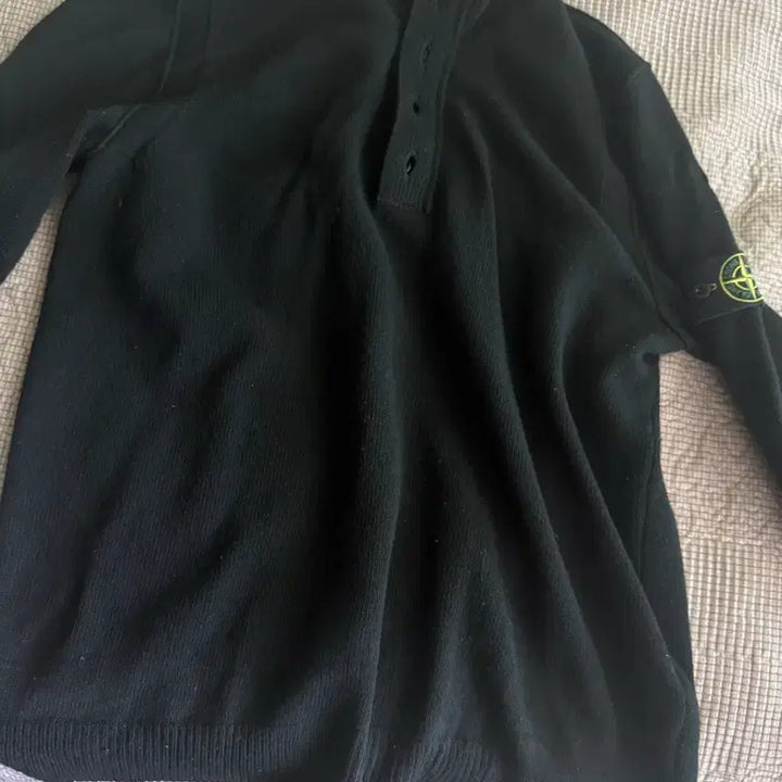 [BUNJANG] Stone Island Black Half Zip Knit 2XL / 스톤아일랜드 하프 집업 니트 블랙