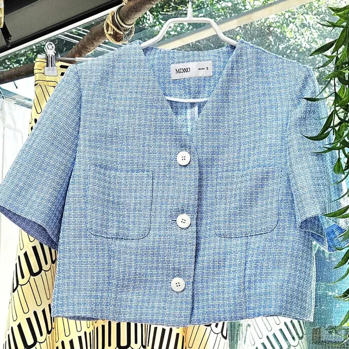 [BUNJANG] Mixxo Tweed Short-Sleeve Jacket (Size S) / [새상품]믹쏘 트위드 반팔 자켓(S)
