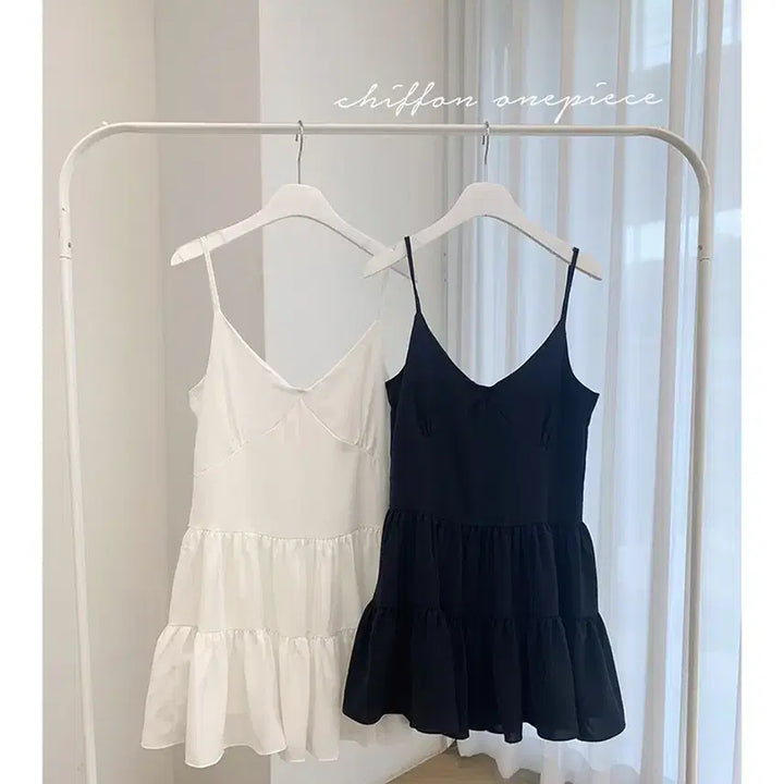 [BUNJANG] Sleeveless Mini Chiffon Dress / 나시 미니 쉬폰 원피스