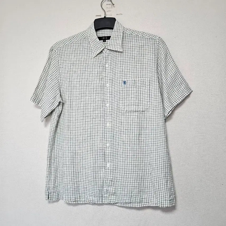 [BUNJANG] Daks Check Linen Short Sleeve Shirt Size 100 / 닥스 체크 린넨 셔츠 100호
