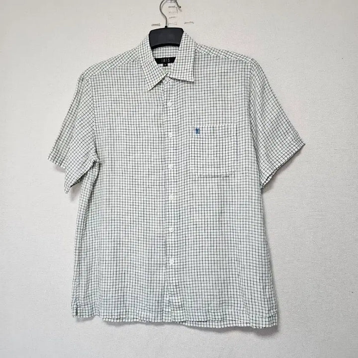 [BUNJANG] Daks Check Linen Short Sleeve Shirt Size 100 / 닥스 체크 린넨 셔츠 100호