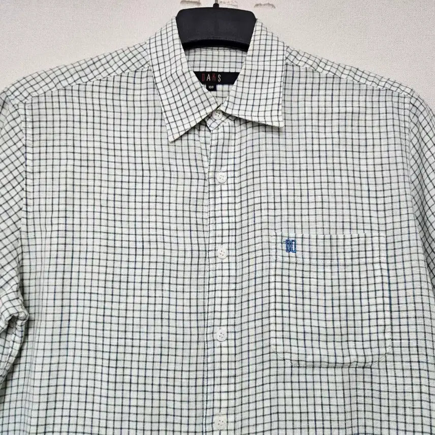 [BUNJANG] Daks Check Linen Short Sleeve Shirt Size 100 / 닥스 체크 린넨 셔츠 100호
