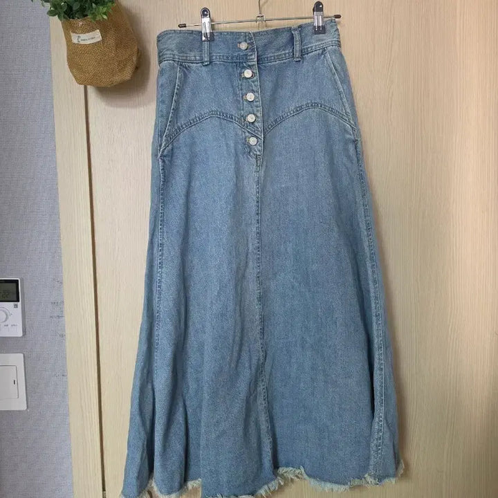 [BUNJANG] Lucky Chouette Denim Long Skirt / 럭키슈에뜨 데님 롱 스커트 38