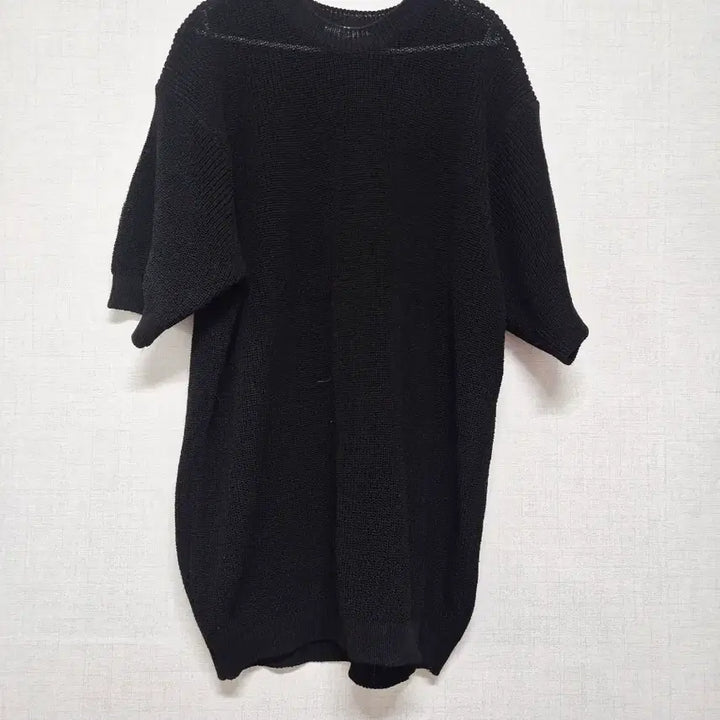 [BUNJANG] Black Knit Short Sleeve T-Shirt / 블랙 니트 반팔 티셔츠