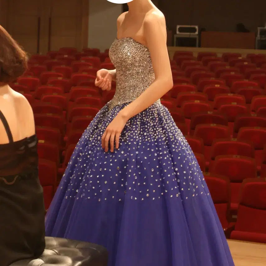 [BUNJANG] Deep Blue Performance Dress Corset Waist Adjustable / 딥 블루 연주드레스 드레스, 졸업연주, 위클리, 성악,합창단,코르셋,