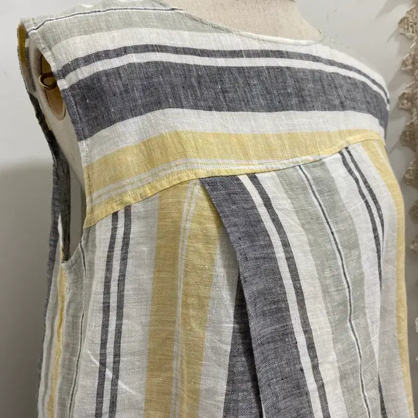 [BUNJANG] Linen Stripe Sleeveless Top / 린넨 스트라이프 민소매