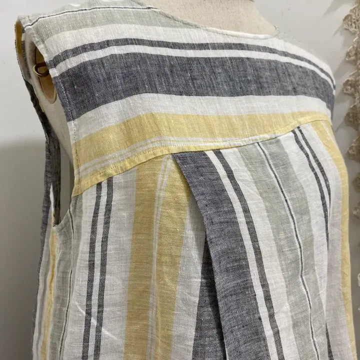 [BUNJANG] Linen Stripe Sleeveless Top / 린넨 스트라이프 민소매