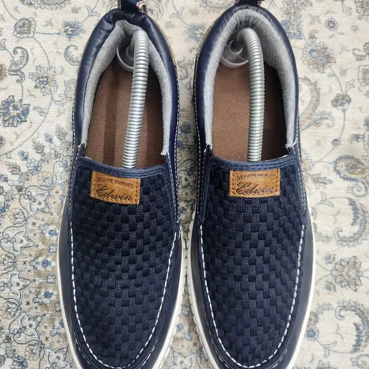 [BUNJANG] EDWIN Navy Leather Slip-on Shoes (270mm) / EDWIN 에드윈 네이비 레더 슬립온 270mm