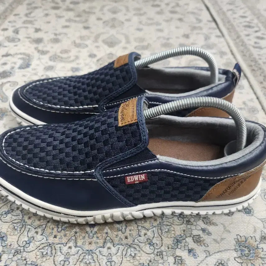 [BUNJANG] EDWIN Navy Leather Slip-on Shoes (270mm) / EDWIN 에드윈 네이비 레더 슬립온 270mm