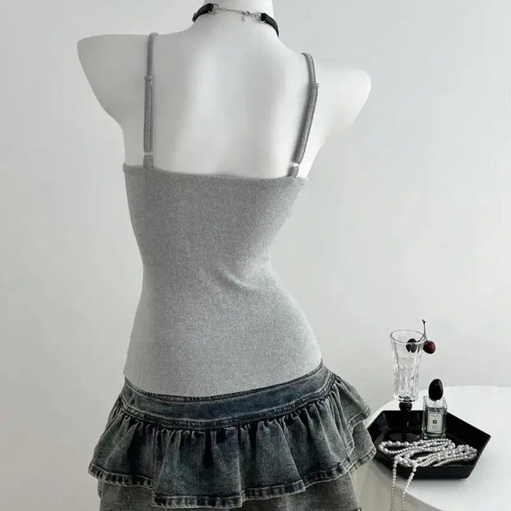 [BUNJANG] Gray Wrap Style Sleeveless Top / 회색 랩 스타일 나시