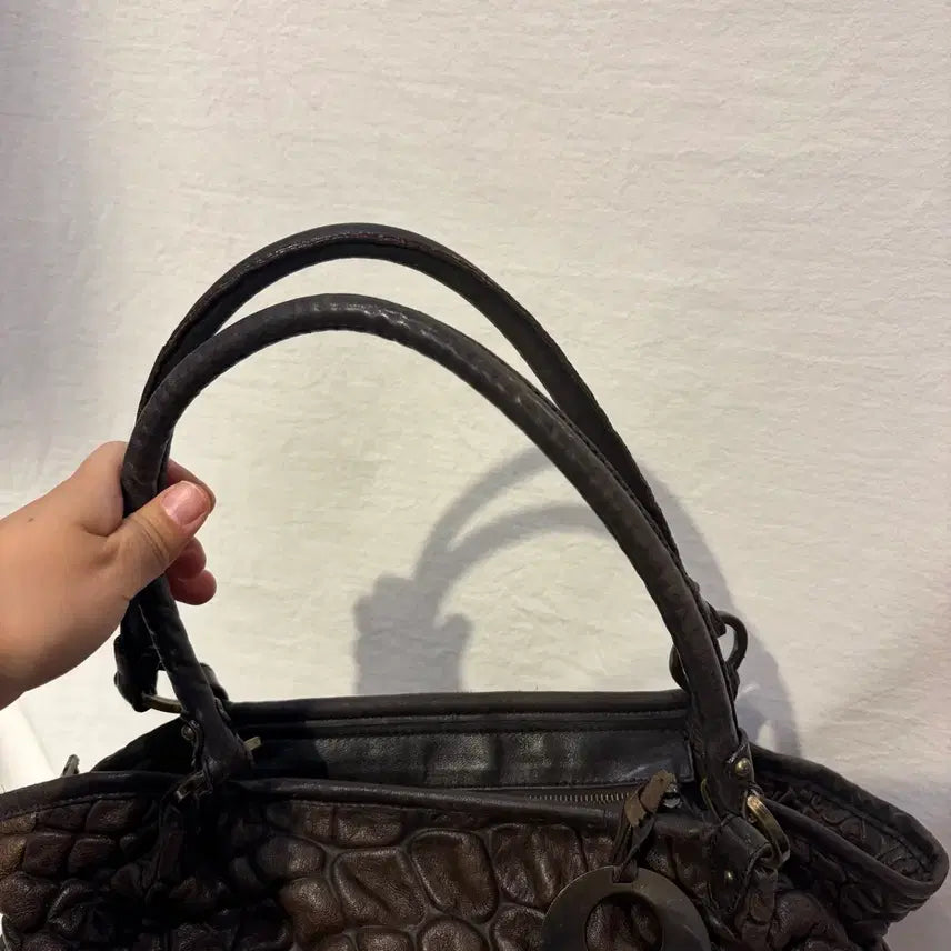 [BUNJANG] Fendi Zucca Bubble Brown Leather Tote Bag / 펜디 주카 버블 브라운 레더 토트백 가방
