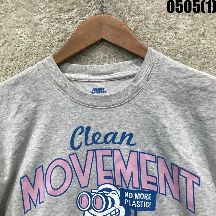 [BUNJANG] About Clean Movement Gray T-shirt / 어바웃 클린 무브먼트 반팔 티셔츠 회색 m