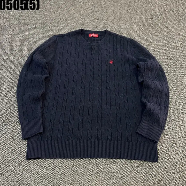 [BUNJANG] Polo Club Navy Cable Knit Sweater / 폴로클럽 네이비 꽈배기 니트