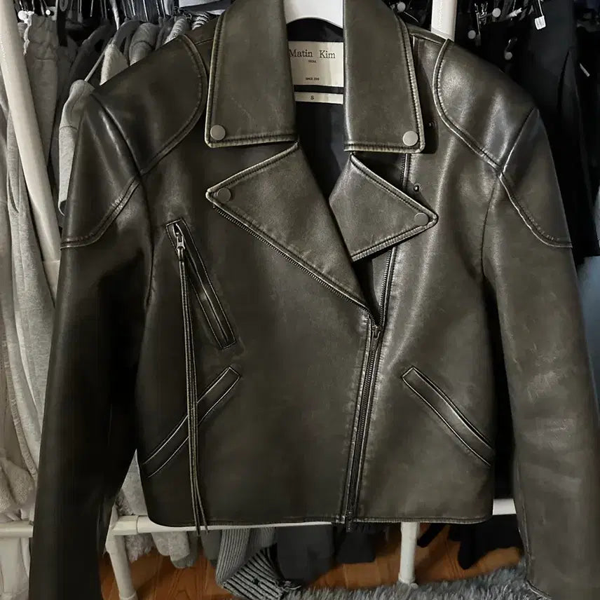 [BUNJANG] Matinkim Leather Jacket / 마뗑킴 레더 자켓 가죽 자켓
