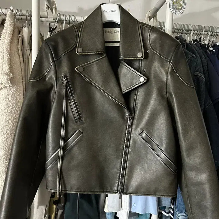 [BUNJANG] Matinkim Leather Jacket / 마뗑킴 레더 자켓 가죽 자켓