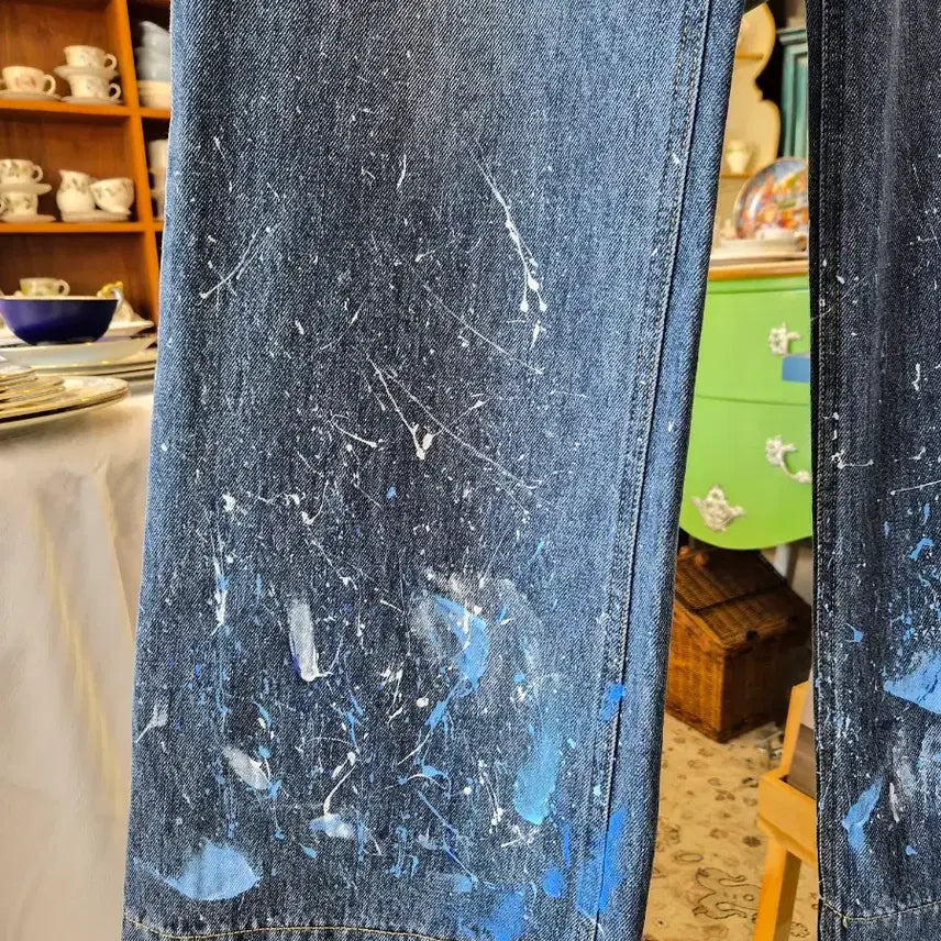 [BUNJANG] Painting Denim Wide Pants / 페인팅 데님 와이드 팬츠